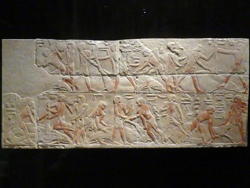 Relief: Szene einer Rinderschlachtung, 5. Dynastie, 2353 - 2227 v. Chr., 6. Dynastie, 2227 - 2096 v. Chr., 2300 v. Chr.