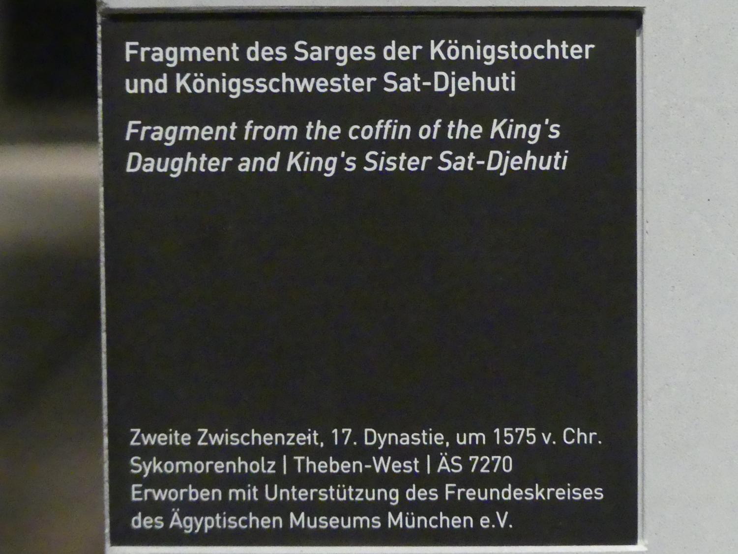 Fragment des Sarges der Königstochter und Königsschwester Sat-Djehuti, 17. Dynastie, 1345 - 1200 v. Chr., 1575 v. Chr., Bild 2/2