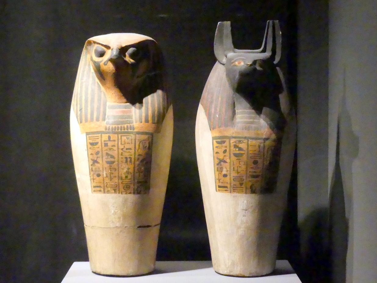 Zwei Stein imitierende Scheinkanopen der Henut-taui, Sängerin des Amun, 21. Dynastie, 835 - 711 v. Chr., 1000 v. Chr.