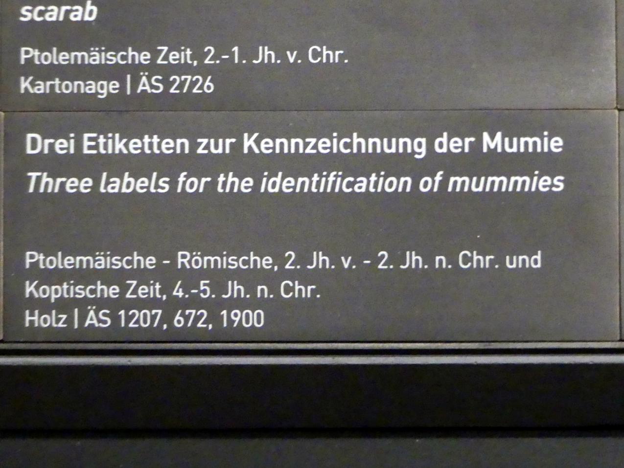 Drei Etiketten zur Kennzeichnung einer Mumie, 200 v. Chr. - 600 n. Chr., Bild 5/5