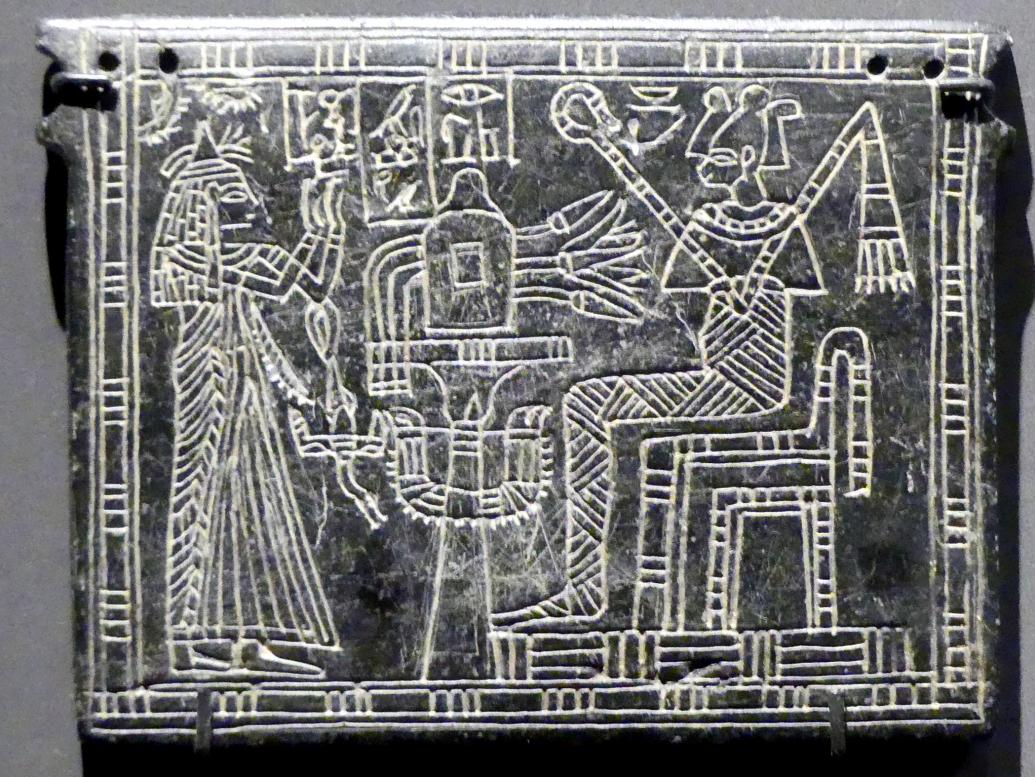 Rückseite eines Pektorals: Verstorbene vor dem Unterweltgott Osiris, 18. Dynastie, 1210 - 966 v. Chr., 1550 - 1450 v. Chr.