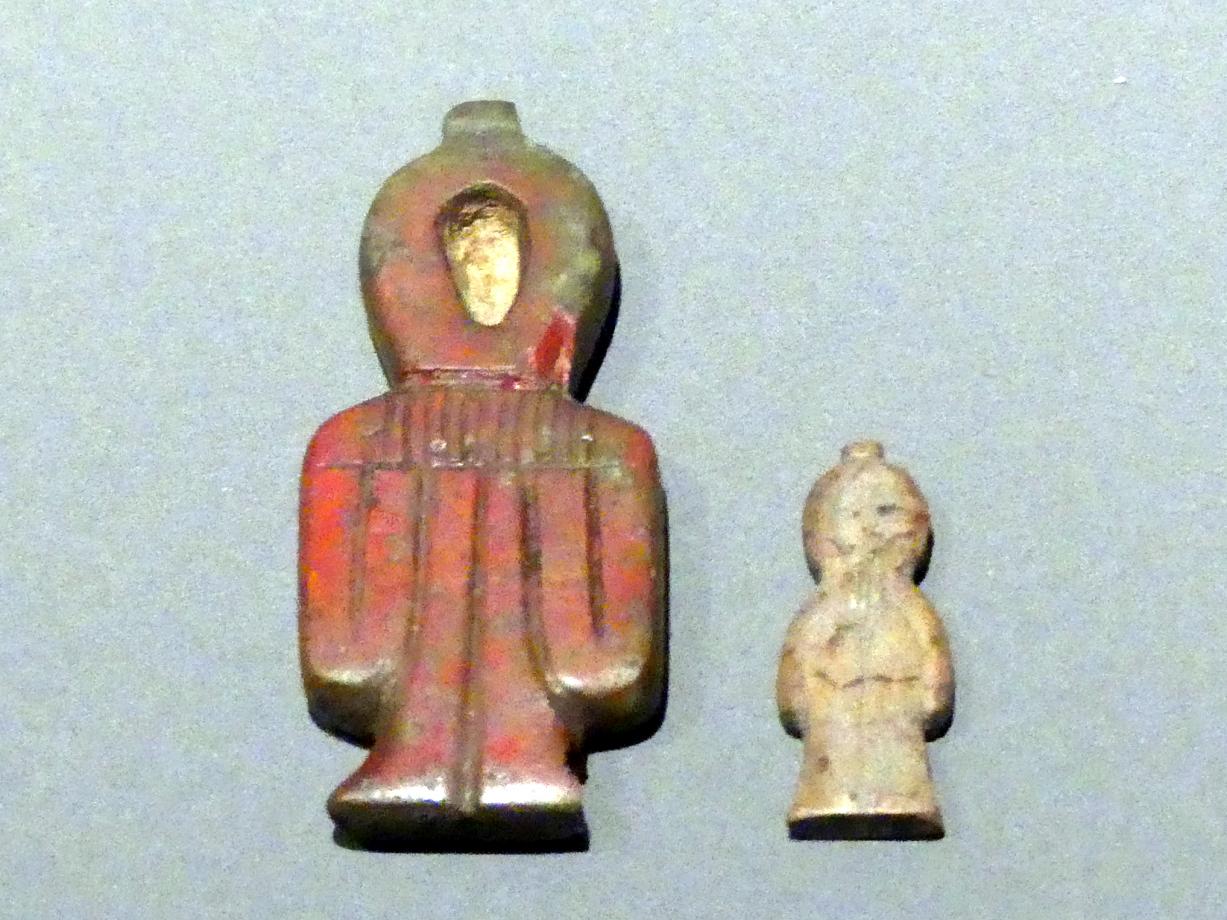 Zwei Isisknoten-Amulette (Schutzsymbole), Spätzeit, 360 - 342 v. Chr., 600 - 300 v. Chr.