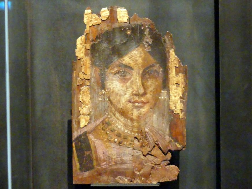 Mumienporträt einer Frau mit Halskragen, Römische Kaiserzeit, 27 v. Chr. - 54 n. Chr., 100 - 200
