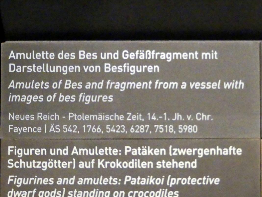 Amulette des Bes und Gefäßfragment mit Darstellung von Besfiguren, 1400 - 1 v. Chr., Bild 3/3