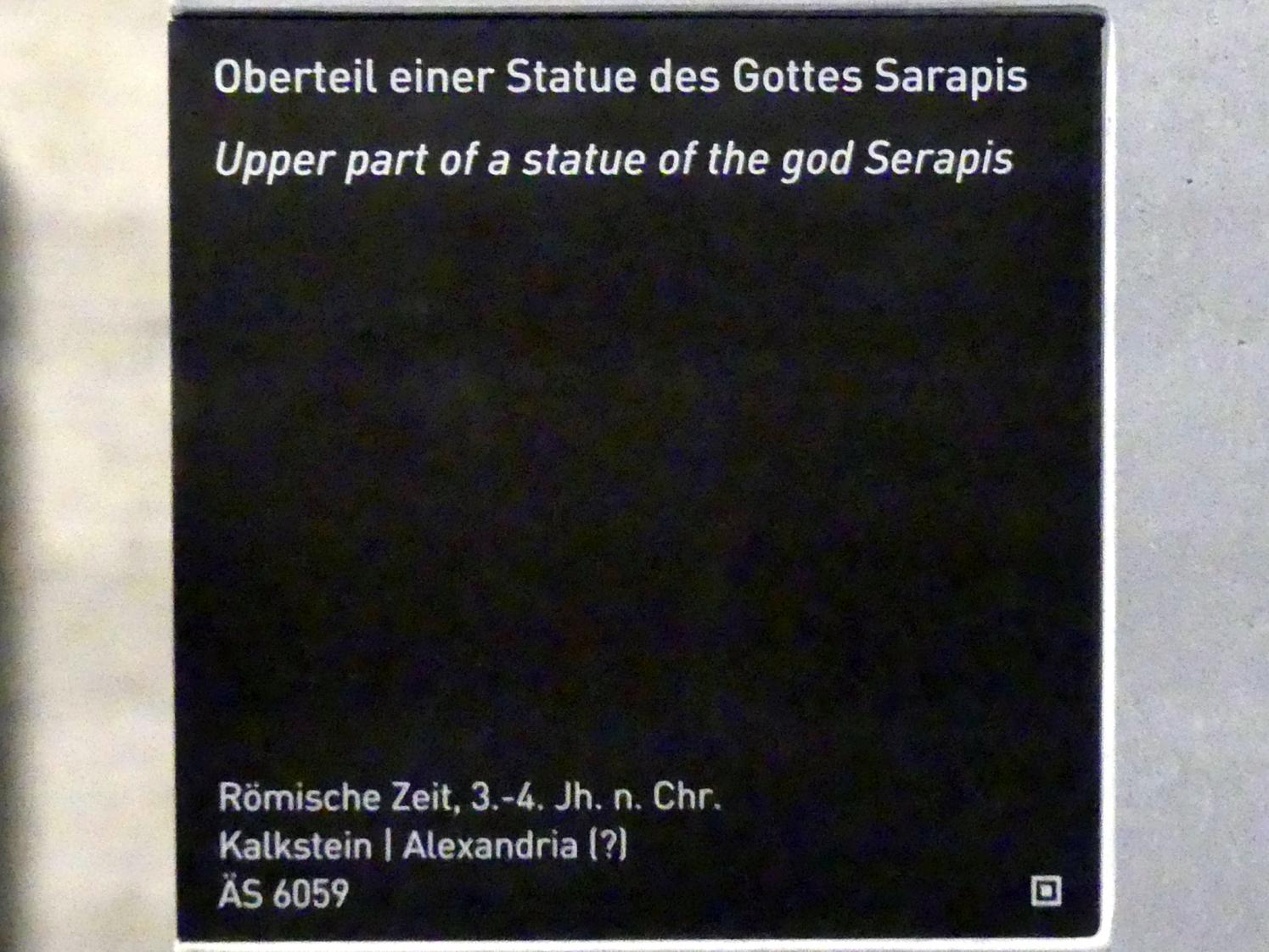 Oberteil einer Statue des Gottes Serapis, Römische Kaiserzeit, 27 v. Chr. - 54 n. Chr., 300 - 500, Bild 2/2