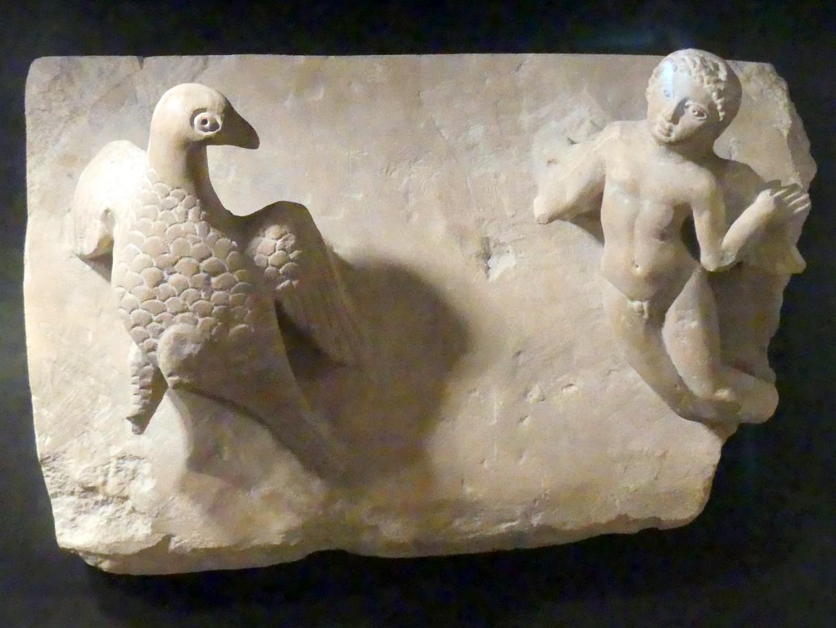 Relief: Jüngling (Ganymed?) und Adler, Koptische Zeit, 200 - 800, 300 - 500, Bild 1/2