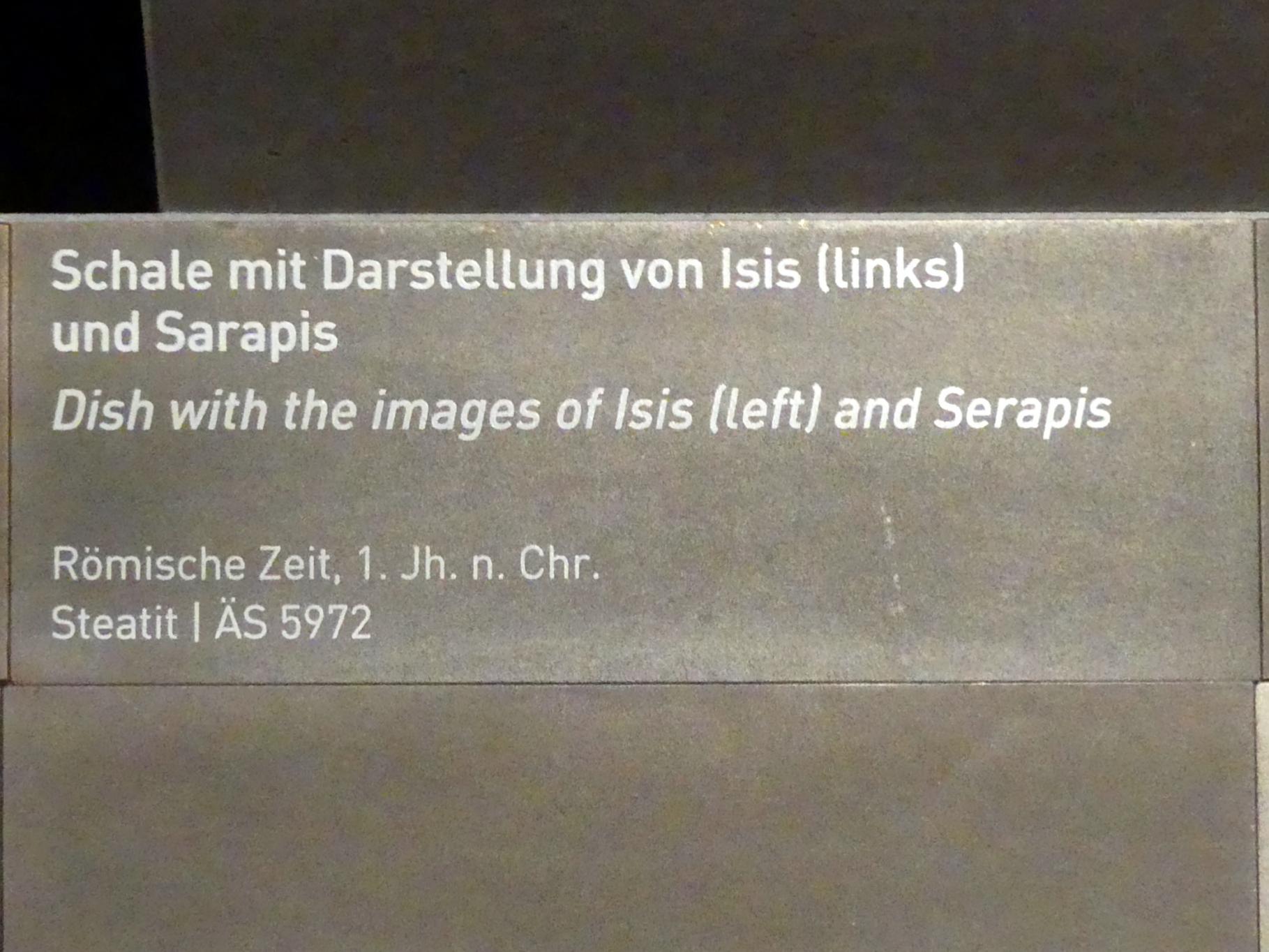 Schale mit Darstellung von Isis (links) und Sarapis, Römische Kaiserzeit, 27 v. Chr. - 54 n. Chr., 1 - 100, Bild 2/2