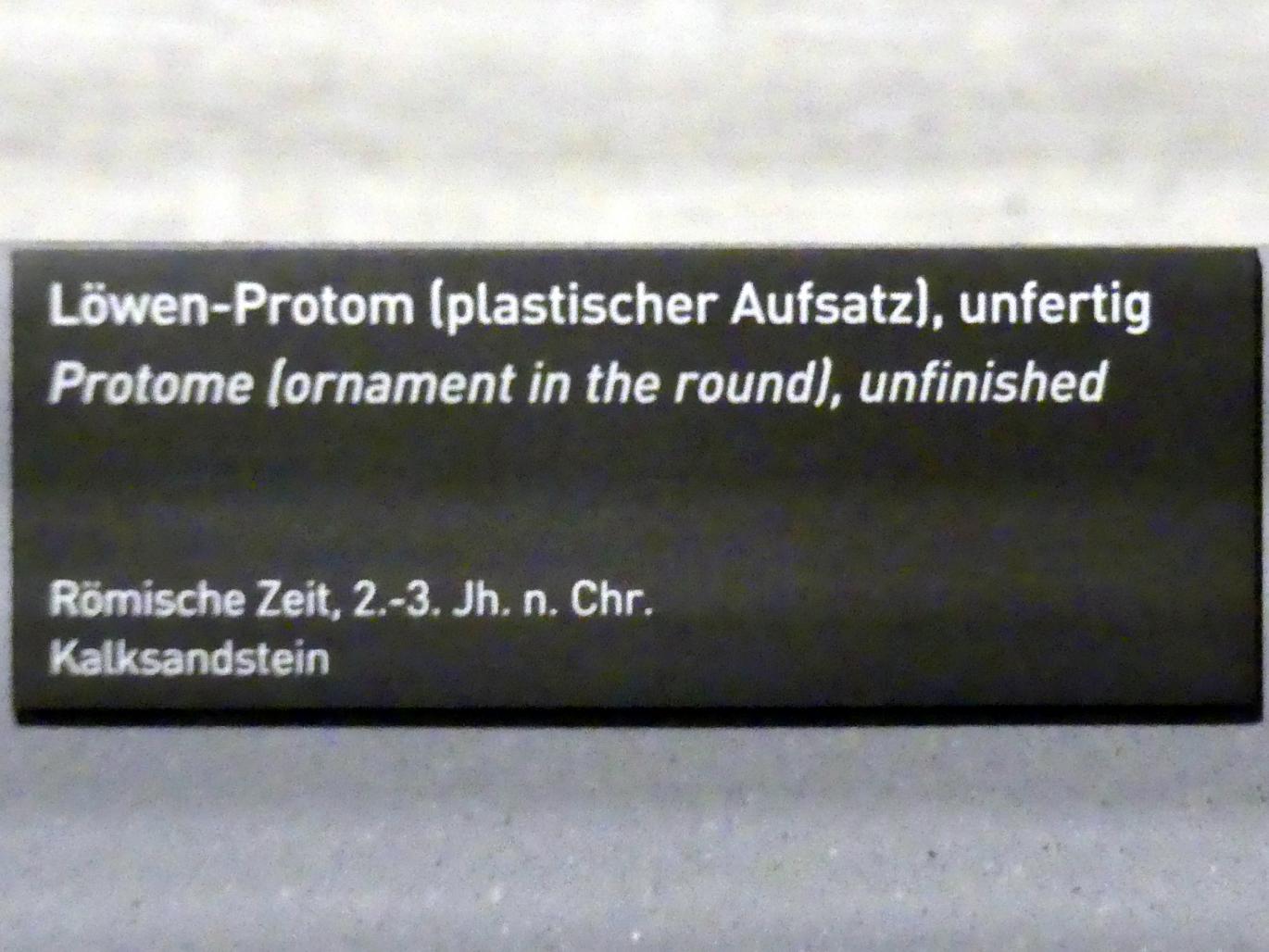 Löwen-Protom (plastischer Aufsatz), unfertig, Römische Kaiserzeit, 27 v. Chr. - 54 n. Chr., 100 - 300, Bild 2/2