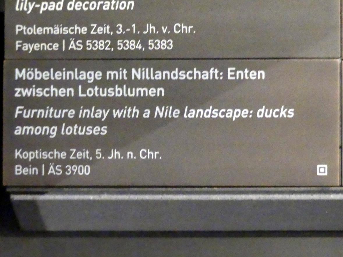 Möbeleinlage mit Nillandschaft: Enten zwischen Lotusblumen, Koptische Zeit, 200 - 800, 400 - 500, Bild 2/2