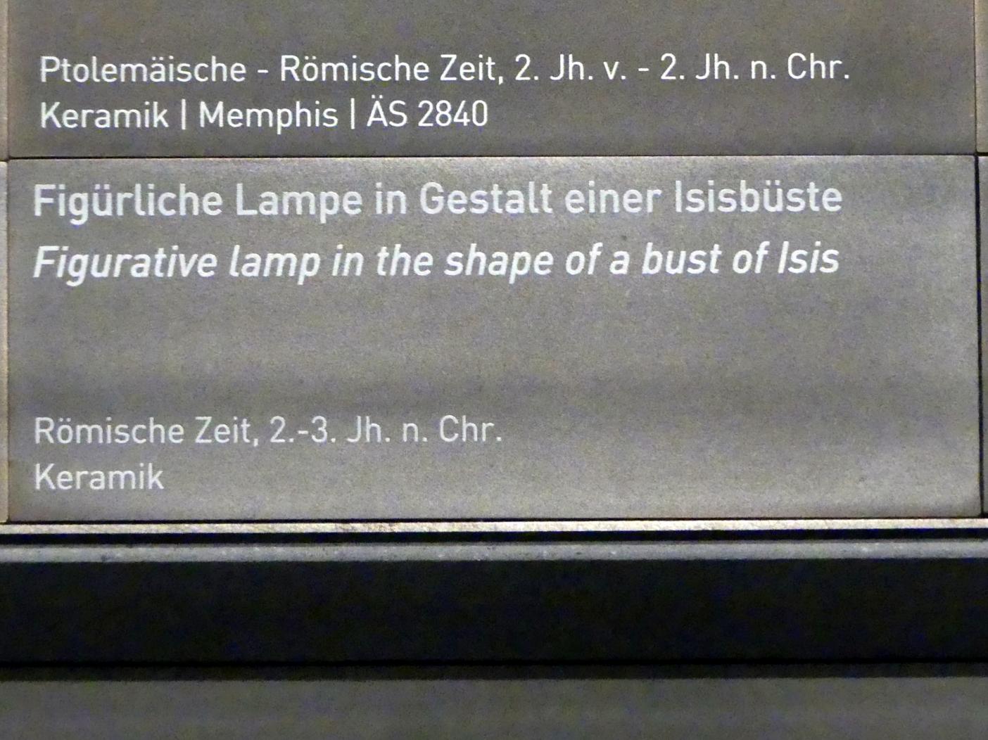 Figürliche Lampe in Gestalt einer Isisbüste, Römische Kaiserzeit, 27 v. Chr. - 54 n. Chr., 100 - 300, Bild 2/2