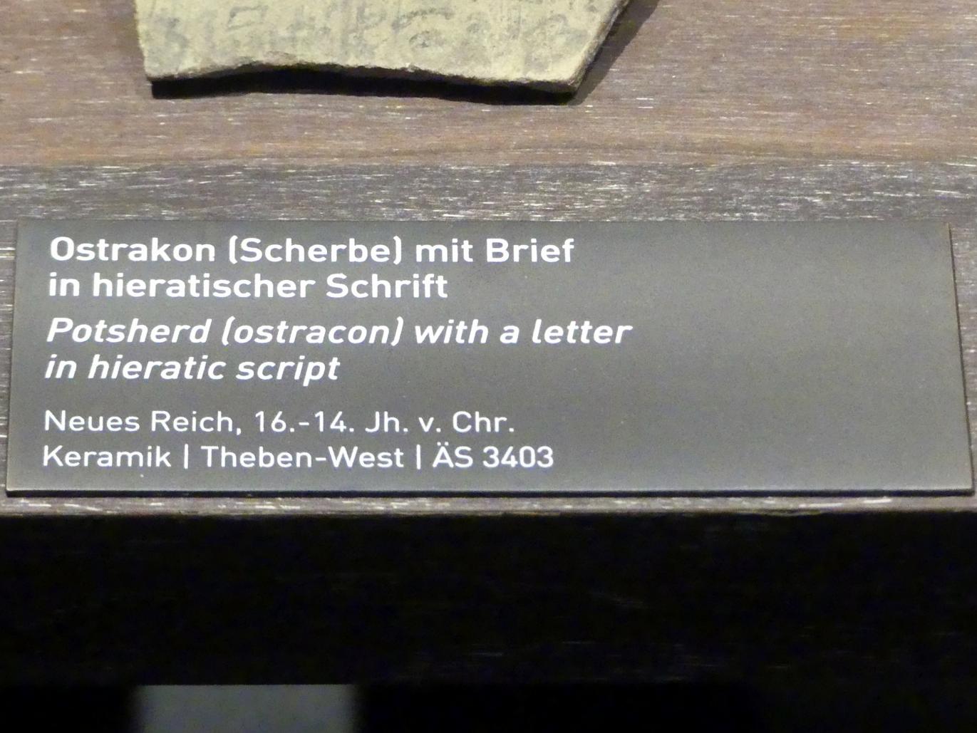 Ostrakon (Scherbe) mit Brief in hieratischer  Schrift, Neues Reich, 953 - 887 v. Chr., 1600 - 1300 v. Chr., Bild 2/2