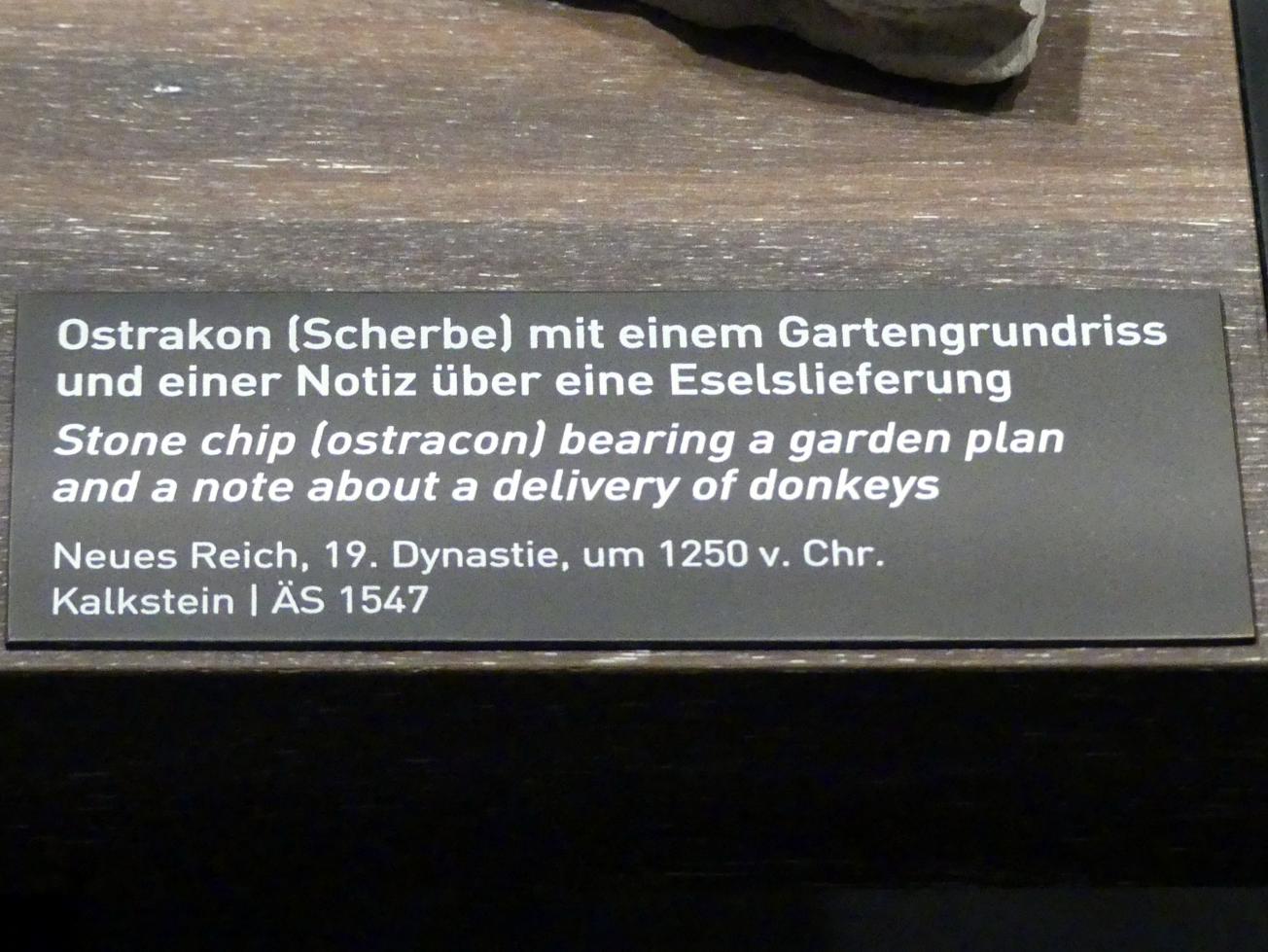 Ostrakon (Scherbe) mit einem Gartengrundriss und einer Notiz über eine Eselslieferung, 19. Dynastie, 966 - 859 v. Chr., 1250 v. Chr., Bild 2/2