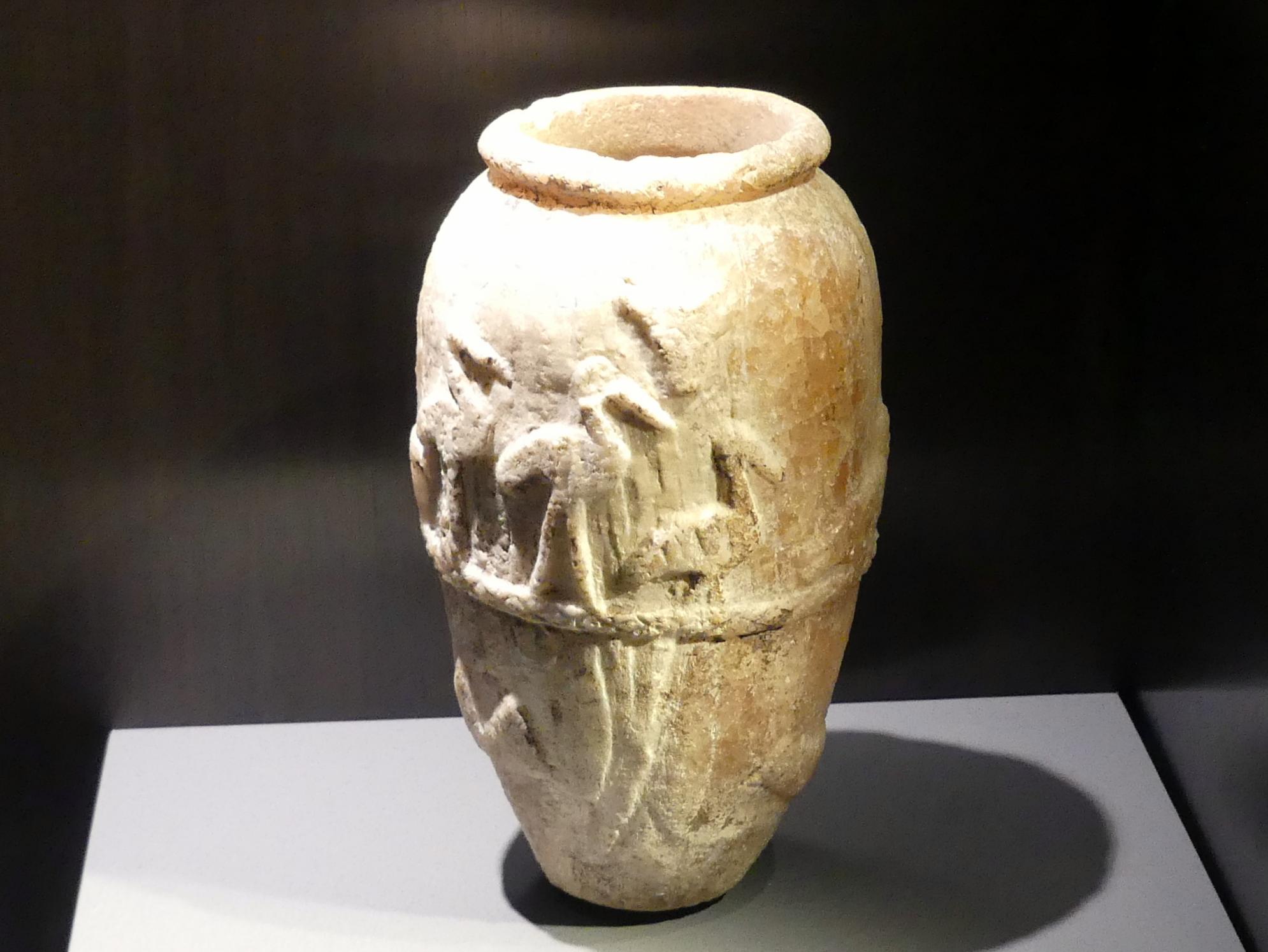 Gefäß mit Vogelfries, Rinderköpfen und Schiffsdarstellung als Abbild der Welt, 0. Dynastie, 3000 v. Chr., 3000 v. Chr.