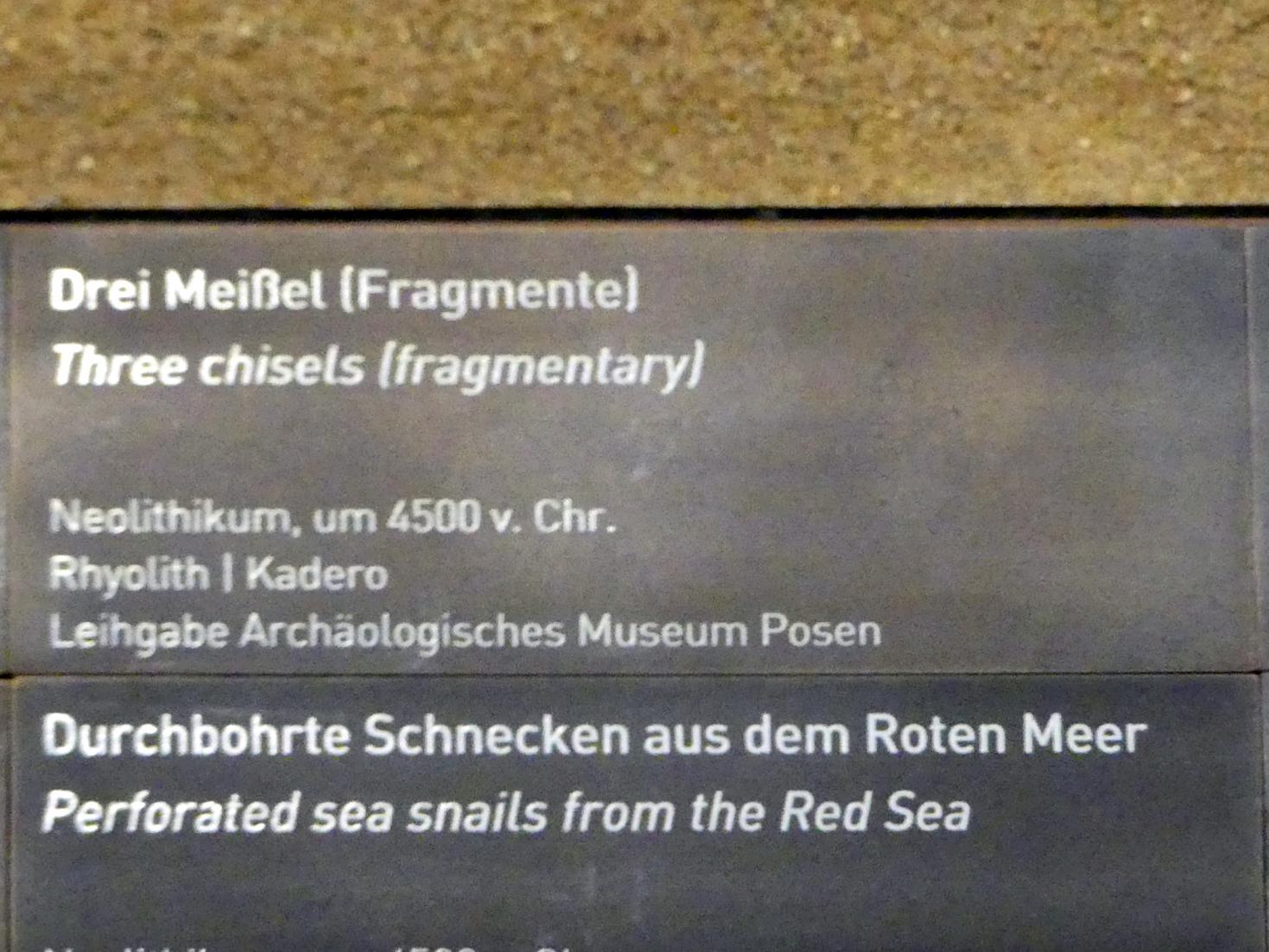 Drei Meißel (Fragmente), Neolithikum (Jungsteinzeit), 5500 - 1700 v. Chr., 4500 v. Chr., Bild 2/2