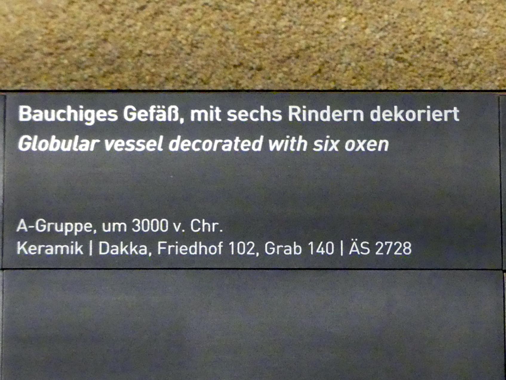 Bauchiges Gefäß, mit sechs Rindern dekoriert, A-Gruppe, 3200 - 3000 v. Chr., 3000 v. Chr., Bild 2/2