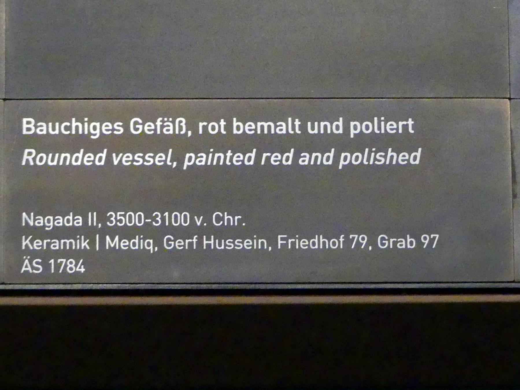 Bauchiges Gefäß, rot bemalt und poliert, Naqada II, 3700 - 3100 v. Chr., 3500 - 3100 v. Chr., Bild 2/2
