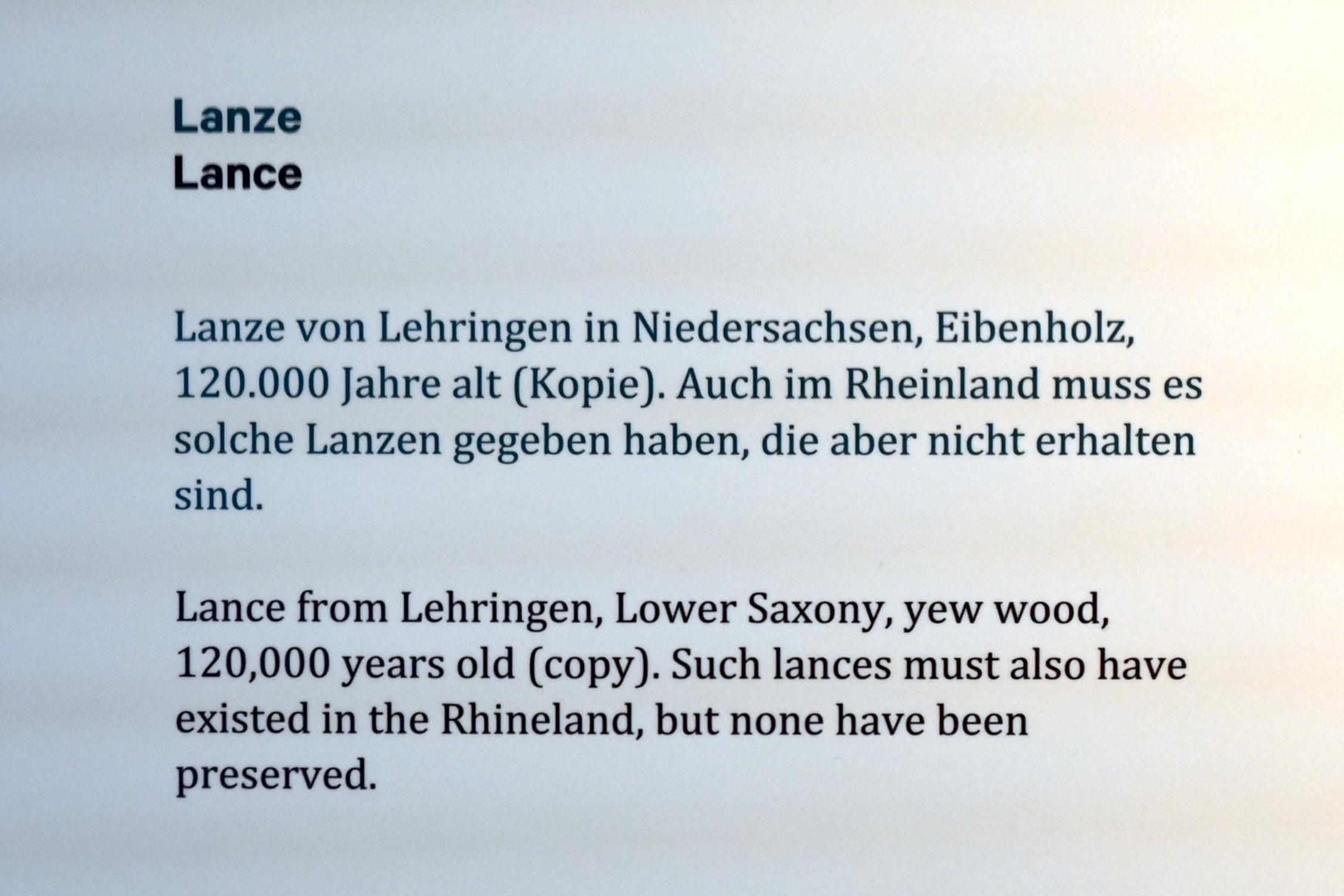 Lanze (Kopie), Mittelpaläolithikum, 200000 - 31000 v. Chr., 120000 v. Chr., Bild 2/2