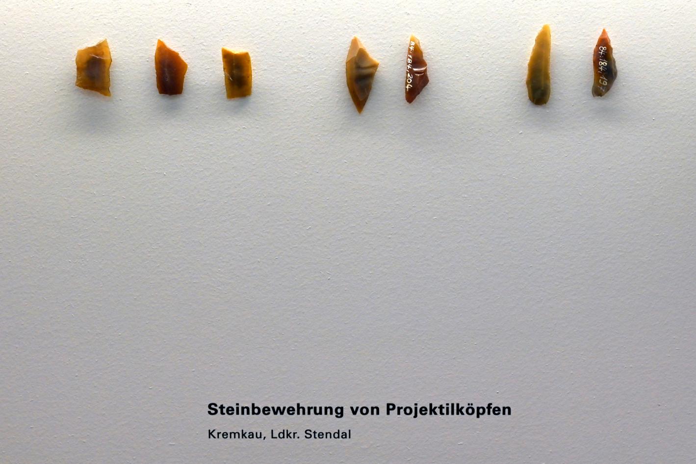 Steinbewehrung von Projektilköpfen, Mesolithikum, 9500 - 5500 v. Chr.