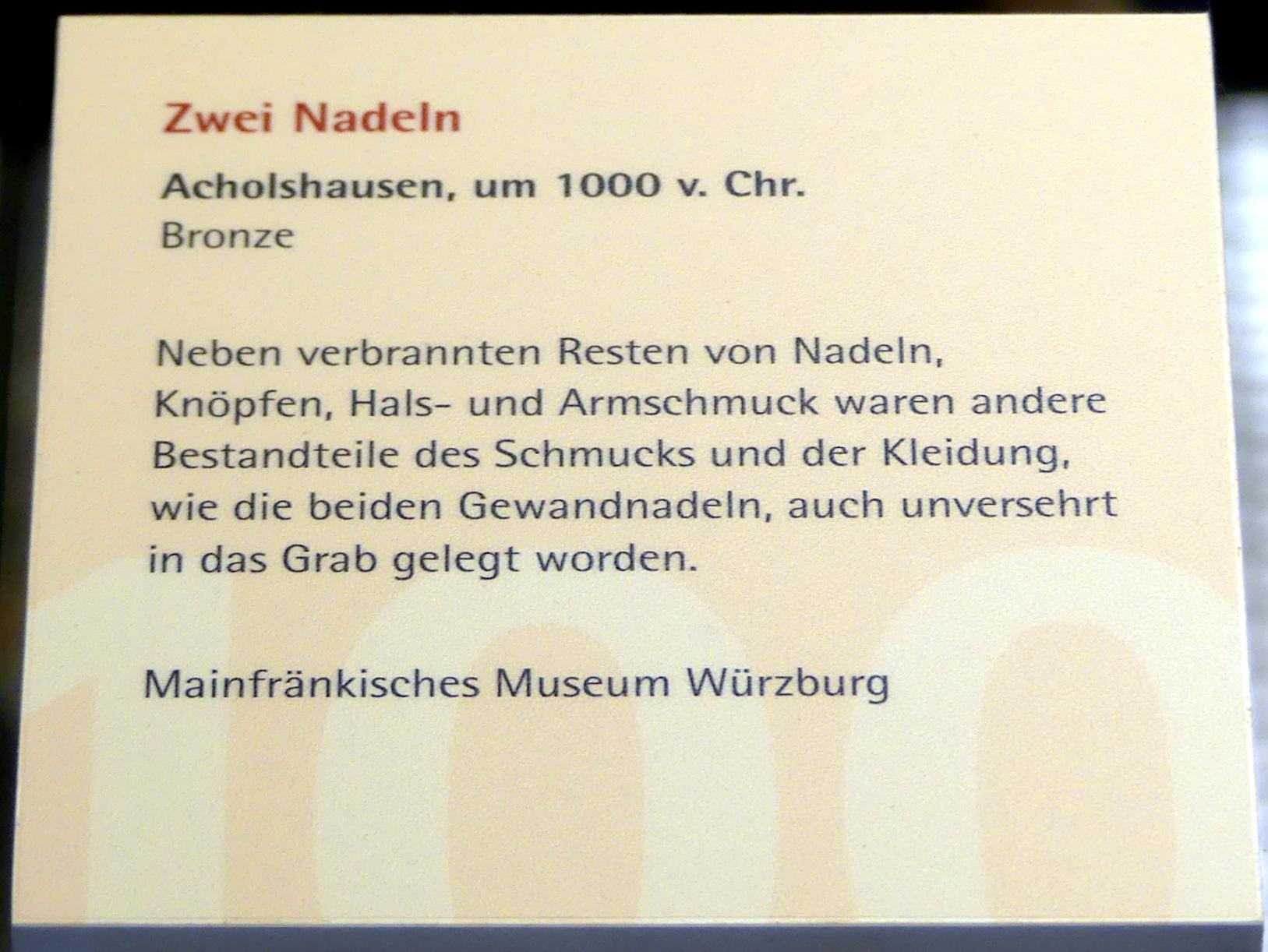 Zwei Gewandnadeln, Urnenfelderzeit, 1400 - 700 v. Chr., 1000 v. Chr., Bild 2/2